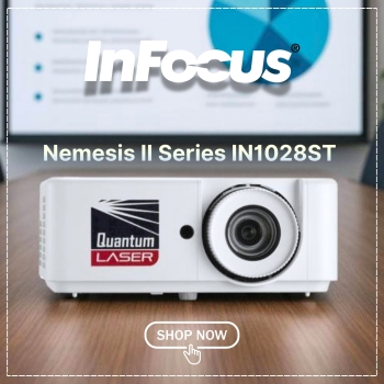 InFocus Nemesis II Series IN1028ST 4000 Lumen Full HD Short‑Throw Laser DLP Projector – Professional Display